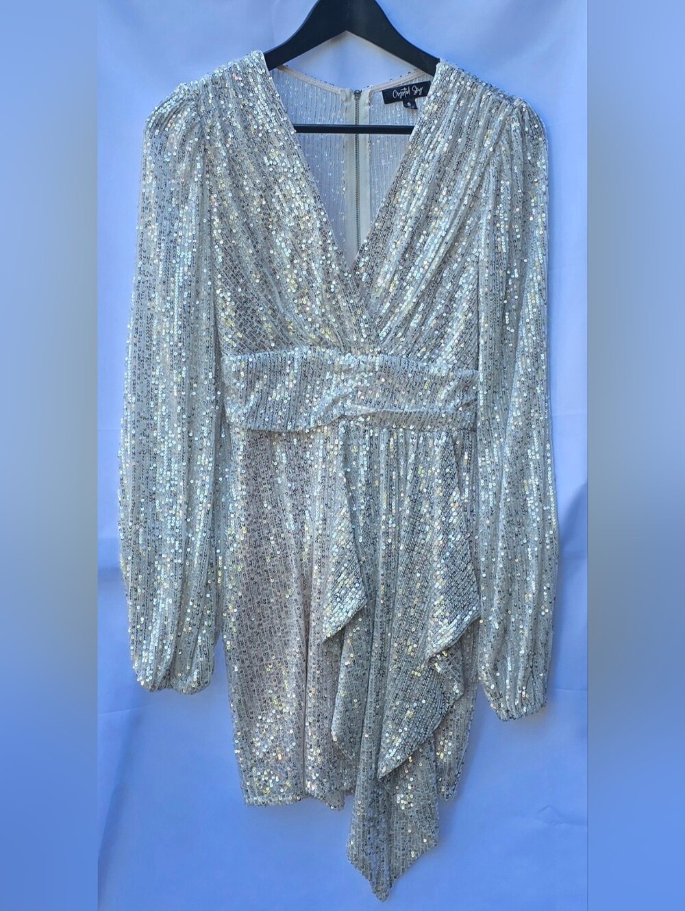 Crystal Sky Silver Sequin Mini Dress